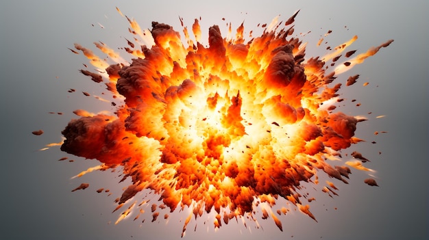 Photo explosion d'une bombe rouge sur fond noir avec un espace de copie