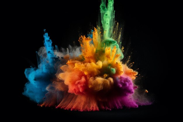 Une explosion colorée avec un fond noir