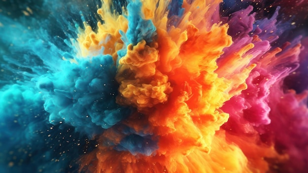 Une explosion colorée sur fond sombre