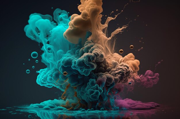 Une explosion colorée de liquide et un fond noir