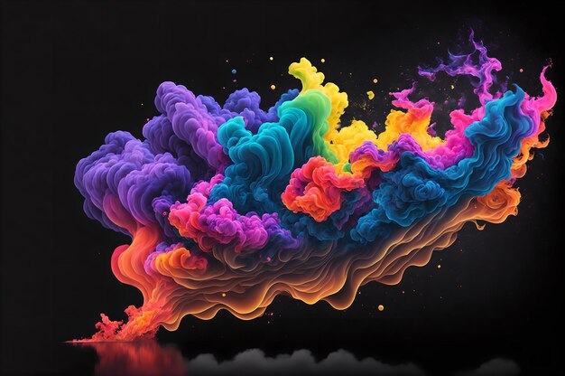 Une explosion colorée de peinture est montrée dans cette image artistique.