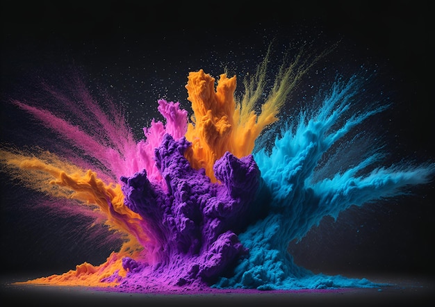 Une explosion colorée de peinture est montrée dans cette image.