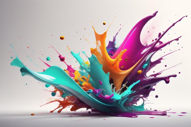 une explosion colorée de peinture sur une surface plane Abstract Splash Water Color