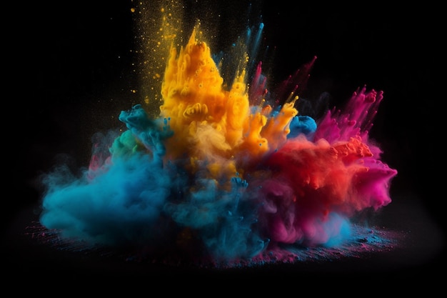 Une explosion colorée de poudre et de fumée