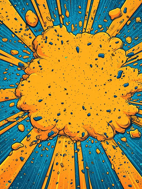 explosion comique jaune et bleue