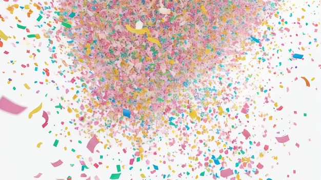 Explosion de confettis animée sur une toile blanche et propre