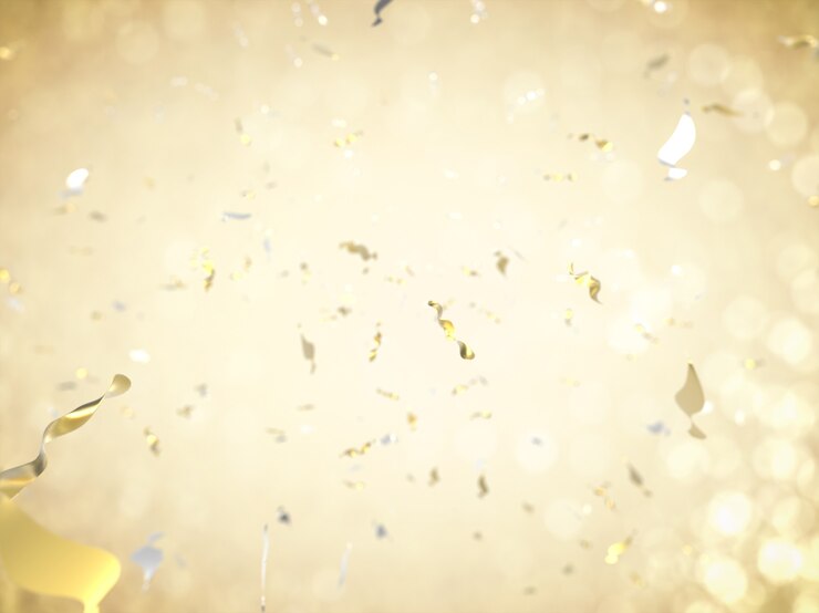Photo explosion de confettis dorés sur fond d'or