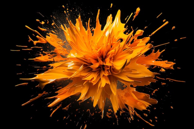 Photo explosion de couleur orange avec une éclaboussure transparente