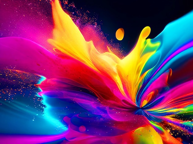 Explosion de couleur psychédélique effets de mouvement motion blur couleurs ultra lumineuses splash art 8K rasul