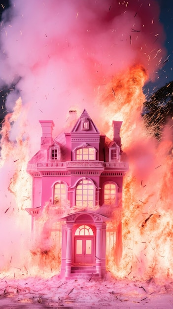 L'explosion du manoir rose de Barbie est une flamme épaisse.