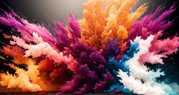 Explosion d'éclaboussure de couleur Happy Holi de fond de poudre colorée généré par Ai