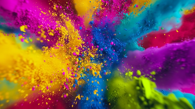 Une explosion éclatante de poudre de couleurs holi