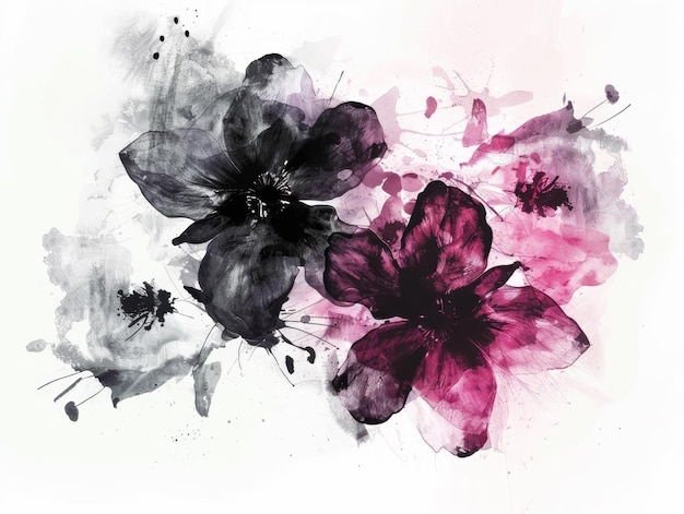 Une explosion élégante de fleurs une illustration vibrante d'une fleur rose au milieu d'explosions dynamiques de couleurs