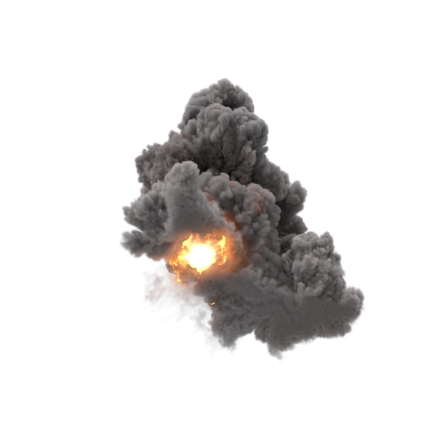Explosion de feu extrêmement chaude avec des étincelles et de la fumée Grande explosion au sol feu et fumée