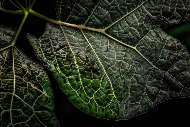 Explosion des feuilles des plantes en mettant l'accent sur les nervures et la texture des feuilles