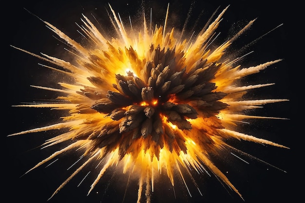 Explosion de feux d'artifice dans des nuances jaunes