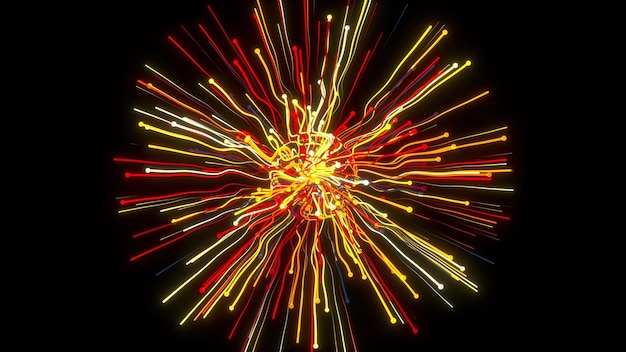 Explosion de feux d'artifice de particules linéaires