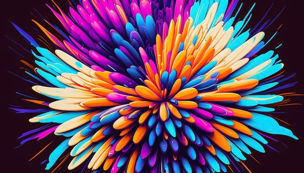 explosion de fleurs de photons peinture acrylique maximalisme