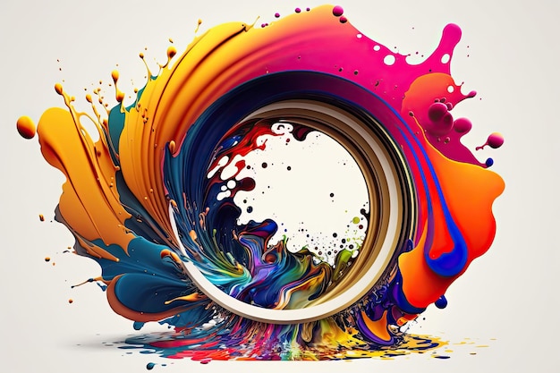 Explosion de flux de mouvement liquide de cercle abstrait coloré Ai générative
