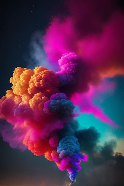 une explosion de fumée colorée