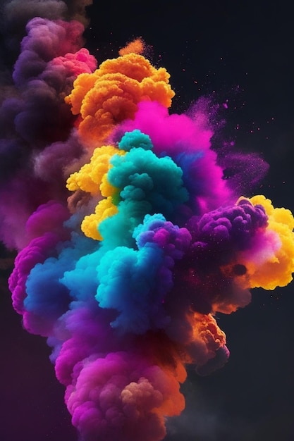 une explosion de fumée colorée