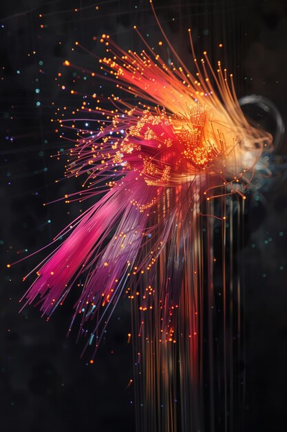 Explosion lumineuse de fibres optiques vives