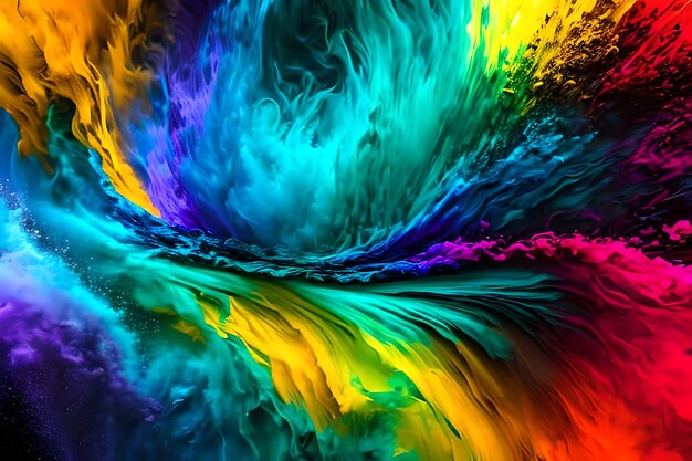 Explosion multicolore arc-en-ciel fond d'éclaboussure de poudre vive colorée magique