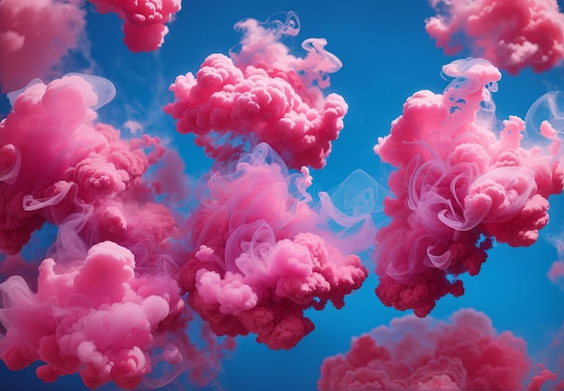 Explosion d'un nuage de poudre de particules de couleurs roses sur fond noir