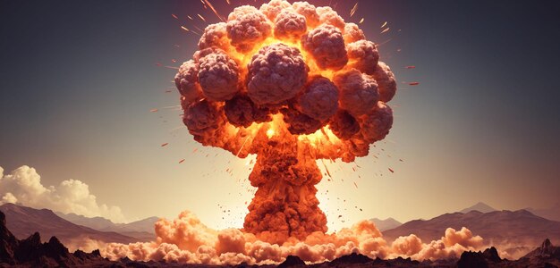 Une explosion nucléaire Illustration numérique réaliste Arrière-plan fantastique