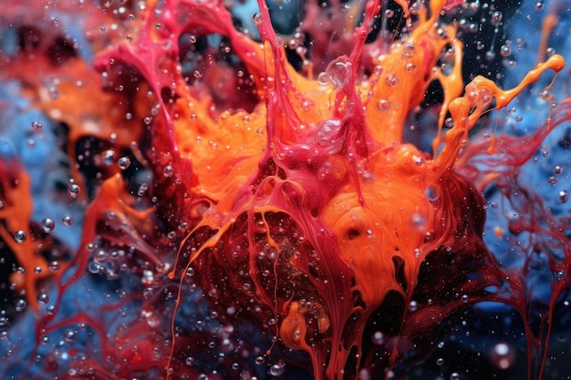 Photo explosion de peinture figée dans le temps, photo macro créée avec une ia générative