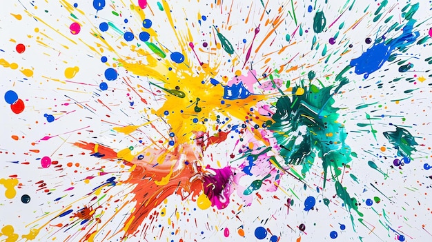 Explosion de peinture multicolore sur fond blanc Art abstrait