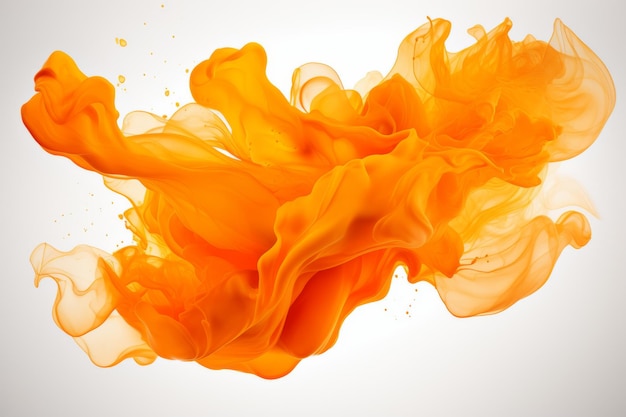 Une explosion de peinture avec des tons vives d'orange isolés sur un fond transparent