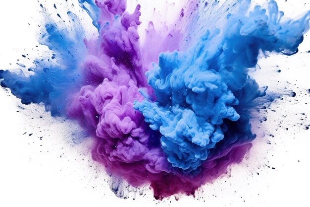 Une explosion de peinture violette et bleue avec un nuage violet au centre.