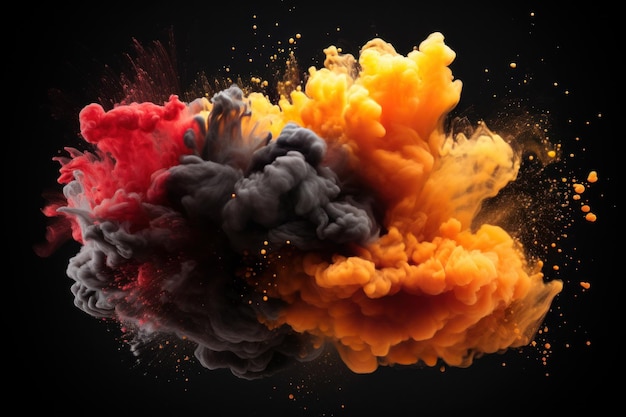 Explosion de poudre colorée sur fond noir Illustration Holi