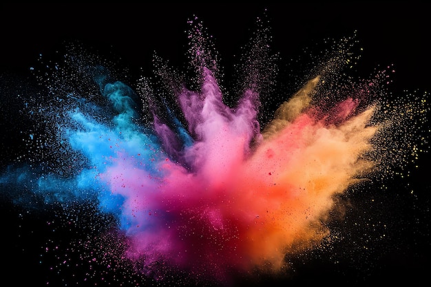 Explosion de poudre colorée sur fond noir