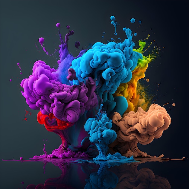 Explosion de poudre colorée. Gros plan abstrait poussière sur toile de fond. Explosion colorée. Peinture Holi