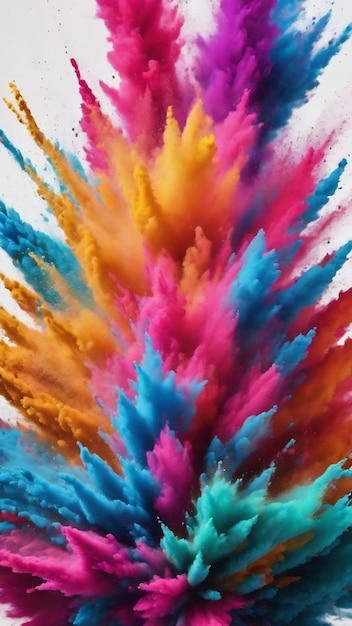 Explosion de poudre de couleur abstraite sur fond blanc mouvement de gel des éclaboussures de poussière