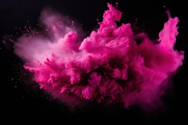 Photo explosion de poudre de couleur rose magenta sur fond noir ar 32 v 52 id de travail 7e34608d04c647fdb6b1c90e300a85dc