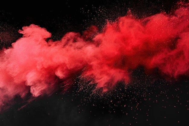 Explosion de poudre rouge sur fond noir