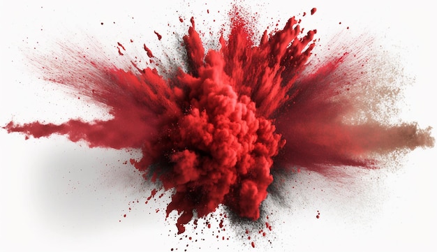 Explosion de poudre rouge isolé fond blanc image ai généré art