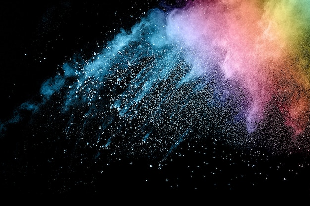 Explosion de poussière multicolore abstraite.