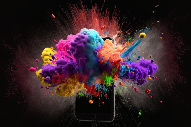 Explosion de smartphone Bombe de couleur d'écran