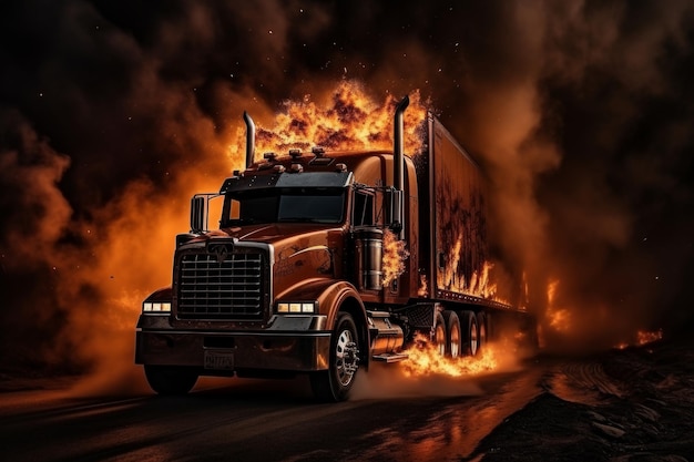 Une explosion spectaculaire d'un camion de carburant englouti par les flammes et la fumée