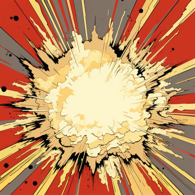 L'explosion de la supernova dans le style des bandes dessinées rétro en rouge et jaune