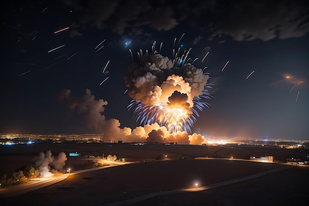 Des explosions éclairant le ciel nocturne pendant les opérations militaires israéliennes