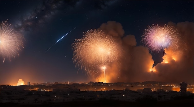 Des explosions éclairant le ciel nocturne pendant les opérations militaires israéliennes