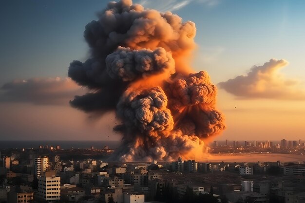 Photo explosions à gaza pendant les opérations militaires israéliennes