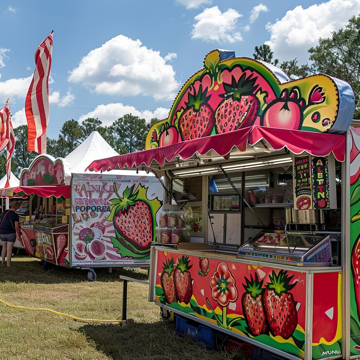 Photo une exposition colorée de fraises et de fraises est exposée à une foire
