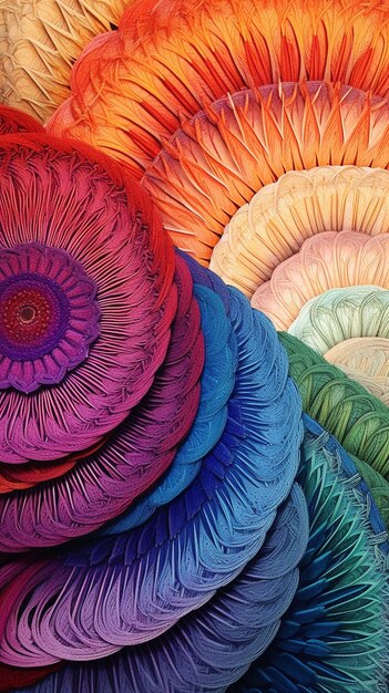 une exposition colorée de plumes.