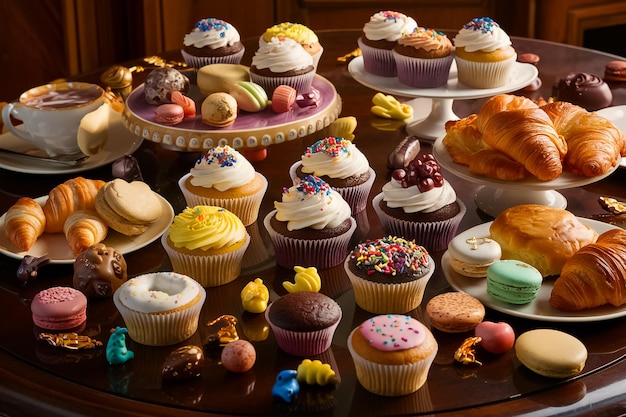 Photo une exposition de cupcakes